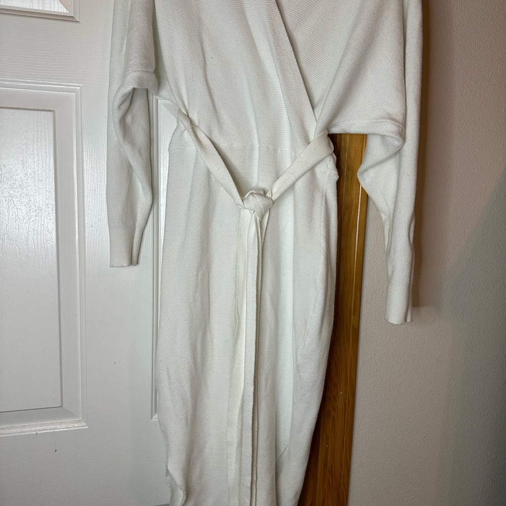 White Knit Wrap Dress